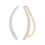 0.22 Carat (ctw) 10K Rose Gold Round White Lab Grown Diamond Ladies Climber Earrings 1/4 CT