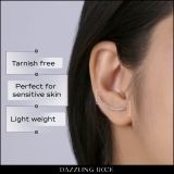 0.22 Carat (ctw) 10K Rose Gold Round White Lab Grown Diamond Ladies Climber Earrings 1/4 CT