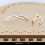 0.22 Carat (ctw) 10K Rose Gold Round White Lab Grown Diamond Ladies Climber Earrings 1/4 CT