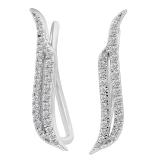 0.22 Carat (ctw) 18K White Gold Round Lab Grown Diamond Ladies Crawler Climber Earrings 1/4 CT