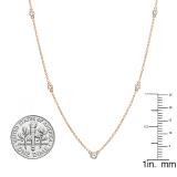 0.30 Carat (ctw) 18K Rose Gold Round Lab Grown White Diamond Ladies Necklace 1/3 CT