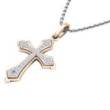 0.15 Carat (ctw) 14K Rose Gold Round Lab Grown Diamond Cross Pendant (Silver Chain Included)