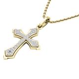 0.15 Carat (ctw) 10K Yellow Gold Round Lab Grown Diamond Cross Pendant (Gold Chain Included)