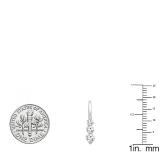 0.55 Carat (ctw) 10K White Gold Round Lab Grown Diamond Ladies Three Stone Drop Earrings 1/2 CT