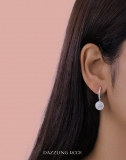 1.00 Carat (ctw) 18K White Gold Round Lab Grown White Diamond Ladies Halo Dangling Earrings 1 CT