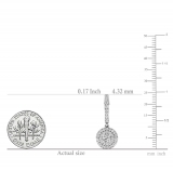 1.00 Carat (ctw) 18K White Gold Round Lab Grown White Diamond Ladies Halo Dangling Earrings 1 CT