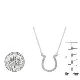 0.22 Carat (ctw) 10K White Gold Round Lab Grown White Diamond Ladies Horseshoe Pendant 1/4 CT