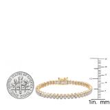 1.00 Carat (ctw) 10K Yellow Gold Round Lab Grown White Diamond Ladies Tennis Bracelet 1 CT