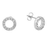 0.10 Carat (ctw) 10K White Gold Round Lab Grown White Diamond Ladies Circle Stud Earrings 1/10 CT