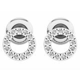 0.10 Carat (ctw) 10K White Gold Round Lab Grown White Diamond Ladies Circle Stud Earrings 1/10 CT