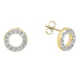 0.10 Carat (ctw) 10K Yellow Gold Round Lab Grown White Diamond Ladies Circle Stud Earrings 1/10 CT
