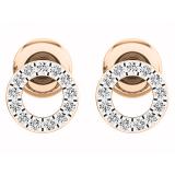 0.10 Carat (ctw) 18K Rose Gold Round Lab Grown White Diamond Ladies Circle Stud Earrings 1/10 CT