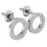 0.33 Carat (ctw) 10K White Gold Round Lab Grown White Diamond Ladies Circle Shape Stud Earrings 1/3 CT