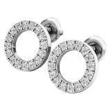 0.33 Carat (ctw) 10K White Gold Round Lab Grown White Diamond Ladies Circle Shape Stud Earrings 1/3 CT