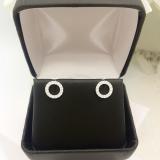 0.33 Carat (ctw) 10K White Gold Round Lab Grown White Diamond Ladies Circle Shape Stud Earrings 1/3 CT