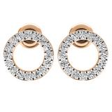 0.33 Carat (ctw) 18K Rose Gold Round Lab Grown White Diamond Ladies Circle Shape Stud Earrings 1/3 CT