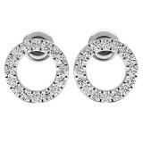 0.33 Carat (ctw) 18K White Gold Round Lab Grown White Diamond Ladies Circle Shape Stud Earrings 1/3 CT
