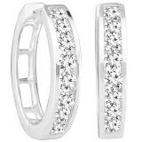 0.30 Carat (Ctw) 18K White Gold Round Lab Grown White Diamond Ladies Huggies Hoop Earrings 1/3 CT