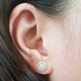 0.40 Carat (ctw) 14K White Gold Round Lab Grown Diamond Round Shape Cluster Stud Earrings