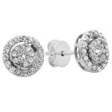0.40 Carat (ctw) 18K White Gold Round Lab Grown Diamond Round Shape Cluster Stud Earrings