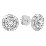 0.41 Carat (ctw) 10K White Gold Round Lab Grown White Diamond Ladies Halo Style Stud Earrings