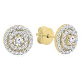 0.41 Carat (ctw) 14K Yellow Gold Round Lab Grown White Diamond Ladies Halo Style Stud Earrings