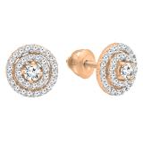 0.41 Carat (ctw) 18K Rose Gold Round Lab Grown White Diamond Ladies Halo Style Stud Earrings