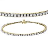 1.50 Carat (ctw) 10K Yellow Gold Round Lab Grown Diamond Ladies Tennis Bracelet 1 1/2 CT