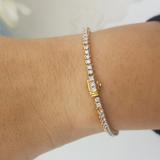 1.50 Carat (ctw) 10K Yellow Gold Round Lab Grown Diamond Ladies Tennis Bracelet 1 1/2 CT