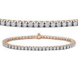10.00 Carat (ctw) 14K Rose Gold Round Lab Grown Diamond Ladies Tennis Bracelet 10 CT