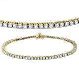2.00 Carat (ctw) 14K Yellow Gold Round Lab Grown Diamond Ladies Tennis Bracelet 2 CT