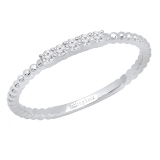 0.10 Carat (ctw) 10K White Gold Round Lab Grown White Diamond Ladies Beaded Wedding Band 1/10 CT