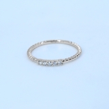 0.10 Carat (ctw) 10K White Gold Round Lab Grown White Diamond Ladies Beaded Wedding Band 1/10 CT
