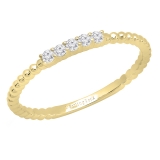 0.10 Carat (ctw) 14K Yellow Gold Round Lab Grown White Diamond Ladies Beaded Wedding Band 1/10 CT