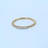 0.10 Carat (ctw) 14K Yellow Gold Round Lab Grown White Diamond Ladies Beaded Wedding Band 1/10 CT