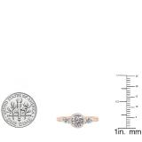 18K Rose Gold Round Lab Grown Diamond & Pear White Sapphire Ladies 3 Stone Engagement Ring