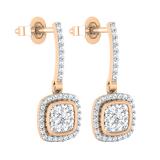 Round Lab Grown White Diamond Cushion Cluster Dangle Stud Earrings for Women (0.40 ctw, Color H-I, Clarity SI2) in 18K Rose Gold in Push Back