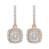 Round Lab Grown White Diamond Cushion Cluster Dangle Stud Earrings for Women (0.40 ctw, Color H-I, Clarity SI2) in 18K Rose Gold in Push Back