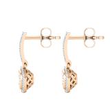 Round Lab Grown White Diamond Cushion Cluster Dangle Stud Earrings for Women (0.40 ctw, Color H-I, Clarity SI2) in 18K Rose Gold in Push Back