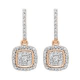 Round Lab Grown White Diamond Cushion Cluster Dangle Stud Earrings for Women (0.40 ctw, Color H-I, Clarity SI2) in 18K Rose Gold in Screw Back