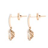Round Lab Grown White Diamond Cushion Cluster Dangle Stud Earrings for Women (0.40 ctw, Color H-I, Clarity SI2) in 18K Rose Gold in Screw Back