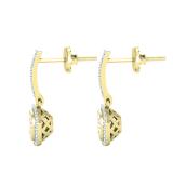Round Lab Grown White Diamond Cushion Cluster Dangle Stud Earrings for Women (0.40 ctw, Color H-I, Clarity SI2) in 18K Yellow Gold in Screw Back