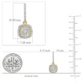 Round Lab Grown White Diamond Cushion Cluster Dangle Stud Earrings for Women (0.40 ctw, Color H-I, Clarity SI2) in 18K Yellow Gold in Screw Back