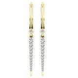 0.32 Carat (Ctw) 10K Yellow Gold Round Lab Grown White Diamond Ladies Line Drop Earrings