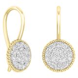 0.65 Carat (ctw) 18K Yellow Gold Round Lab Grown White Diamond Ladies Cluster Dangling Drop Earrings