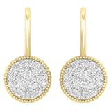 0.65 Carat (ctw) 18K Yellow Gold Round Lab Grown White Diamond Ladies Cluster Dangling Drop Earrings