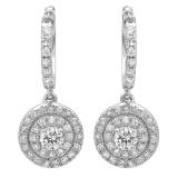 0.70 Carat (ctw) 14K White Gold Round Lab Grown White Diamond Ladies Halo Earrings 3/4 CT