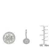 0.70 Carat (ctw) 14K White Gold Round Lab Grown White Diamond Ladies Halo Earrings 3/4 CT