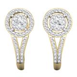 0.50 Carat (ctw) 10K Yellow Gold Round White Lab Grown Diamond Ladies Halo Hoop Earrings 1/2 CT