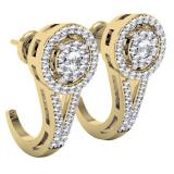 0.50 Carat (ctw) 10K Yellow Gold Round White Lab Grown Diamond Ladies Halo Hoop Earrings 1/2 CT